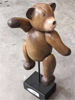 WOODEN BEAR ON STAND