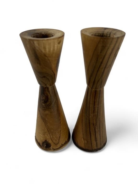 MCM burrow wood candle holders Jerusalem