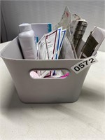 Basket of bathroom stuff