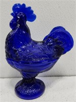 Gorgeous Blue Glass Chicken Bowl