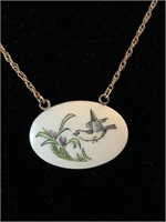 15" Sterling/GF Chain with Bird And Flower Pendant