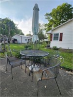 Metal Patio Table 4 Chairs and Umbrella