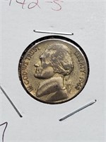 High Grade 1942-S Silver Jefferson Nickel