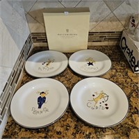 Pottery Barn Reindeer Dessert Plates W Box