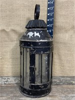 Early round tin lantern w/ glass