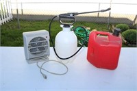 Heater, 1 Gal Pressure Sprayer & 1 Gal Gas Can