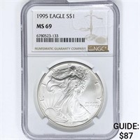 1995 American Silver Eagle NGC MS69