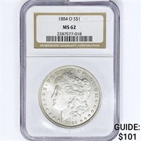 1884-O Morgan Silver Dollar NGC MS62