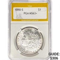 1890-S Morgan Silver Dollar PGA MS63+