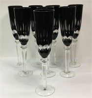 Set Of 8 Amethyst Cut To Clear Champagne Flutes