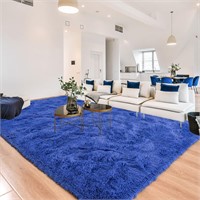 Navy Blue Fluffy Living Room Rugs