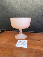 Pink satin glass compote