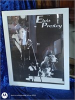 Vintage hound dog framed Elvis Presley art