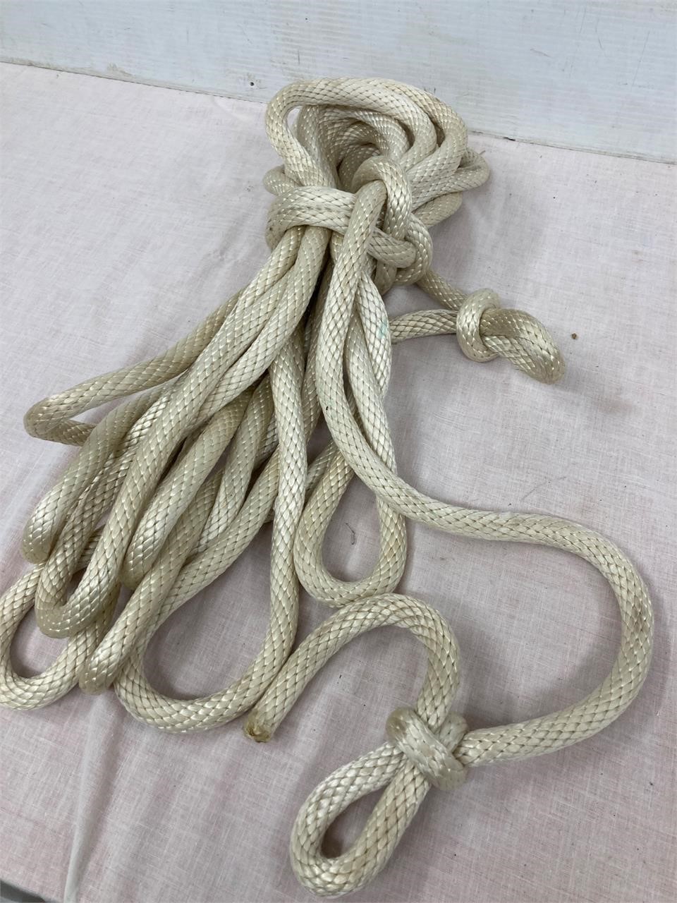 3/4” braided rope will be 18 to 20 ft.