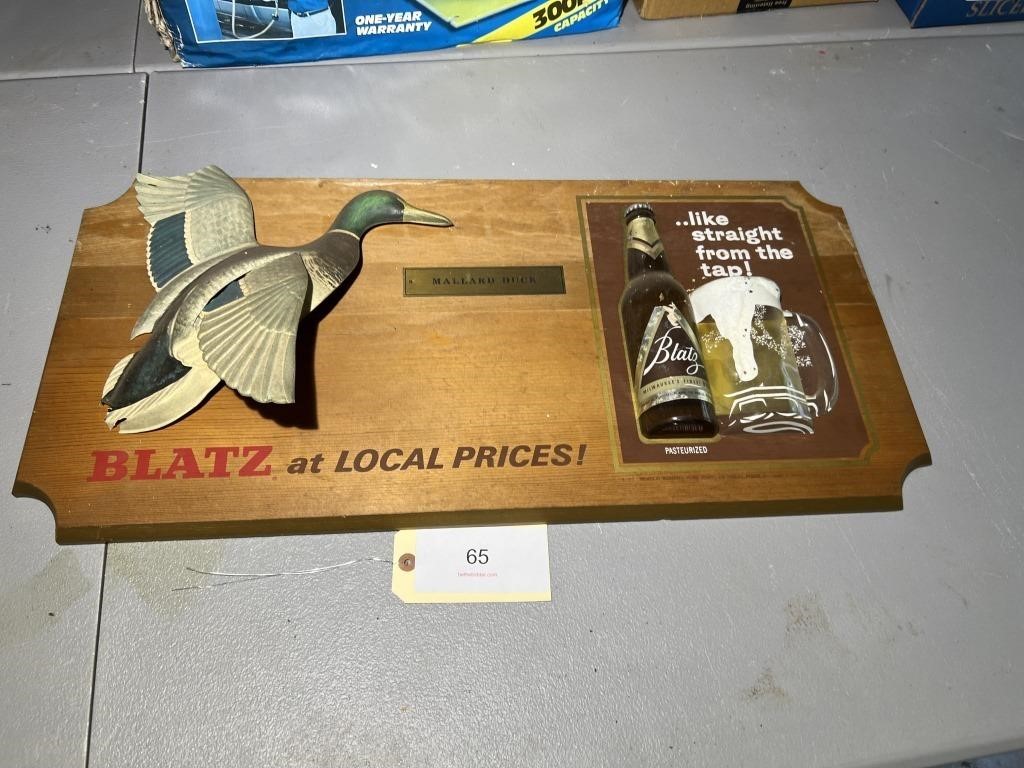 VINTAGE BLATZ WOODEN ADVERTISING SIGN