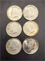 6 1964 90% Silver Half Dollar