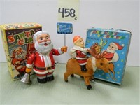 (2) Vintage Wind Up Santa Pieces w/ Orig. Boxes