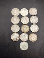 13 90% Silver Dimes