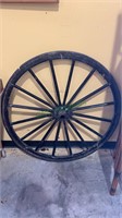 Antique large wagon wheel - wooden spokes, metal