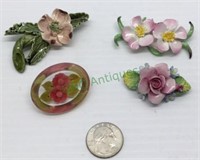 Beautiful light of vintage brooches made of