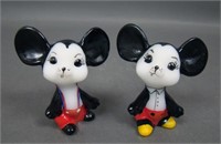Two Fenton Decorated Mouse Figurines