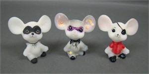 Three Fenton Halloween Decorated Mouse Figurines