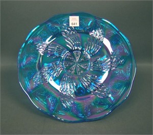 Fenton Carnival Glass Sapphire Fantail Chop Plate