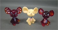 Three Fenton Patriotic Mouse Figurines
