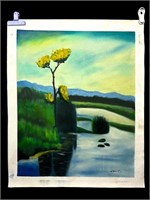 Yellow Tree at Low Tide, Oil on Canvas