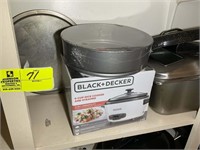 SHELVE WITH FRYER, RICE COOKER AND CROCK POT