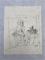 TSR AD&D “ELF” Playing Chess Signed Sketch Print