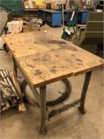 Metal Legged Work Table with Wooden Top