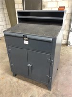 Metal Standing Work Station with Drawer & Cabinet