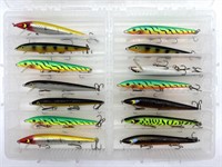 Fishing Lures in Plastic Tackle Box 11” x 9” x