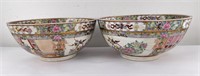 Pair of Large Chinese Rose Medallion Bowls