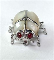 Sterling MOP/Garnet Brooch 7 Grams