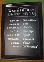 Wanderlust Drink Menu Wall Board
