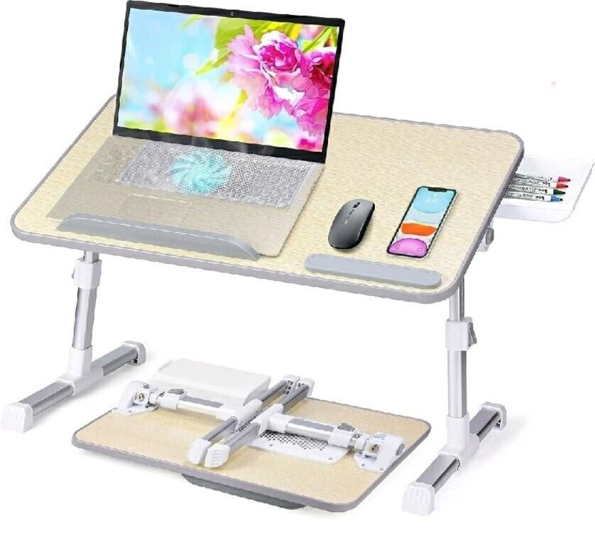 Open Box Adjustable Laptop Bed Tray Table, White,
