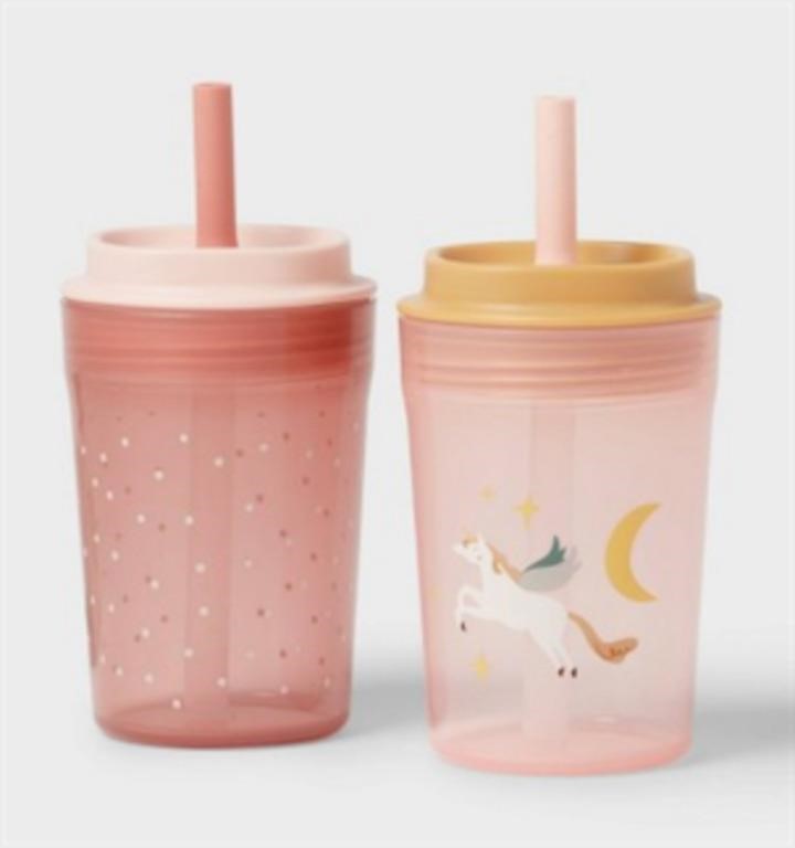 Kids' 14oz 2pk Unicorn Tumblers - Pink