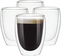 Double Walled Glass Cups-4-Pack,12Oz