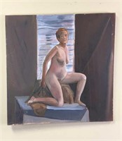 Nude portrait of seated woman