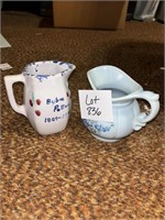 Bybee Pitcher and Glazed Blue Pitcher