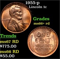 1955-p Lincoln Cent 1c Grades GEM++ RD