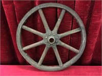 Wood Spike Wagon Wheel w/ Metal Tread - 12"dia