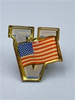 American Flag Pin - V for Victory