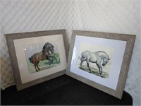 Pair of Framed hand painted horse paintings