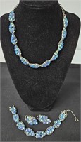 Vintage Blue Rhinestone Necklaces & Earrings