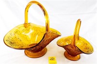 (2) Amber Glass Baskets - Tiara Exclusive