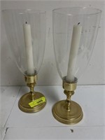 PAIR OF BALDWIN BRASS CANDLE HOLDERS GLOBES