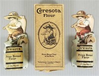 2 Ceresota flour tin litho match holders - one